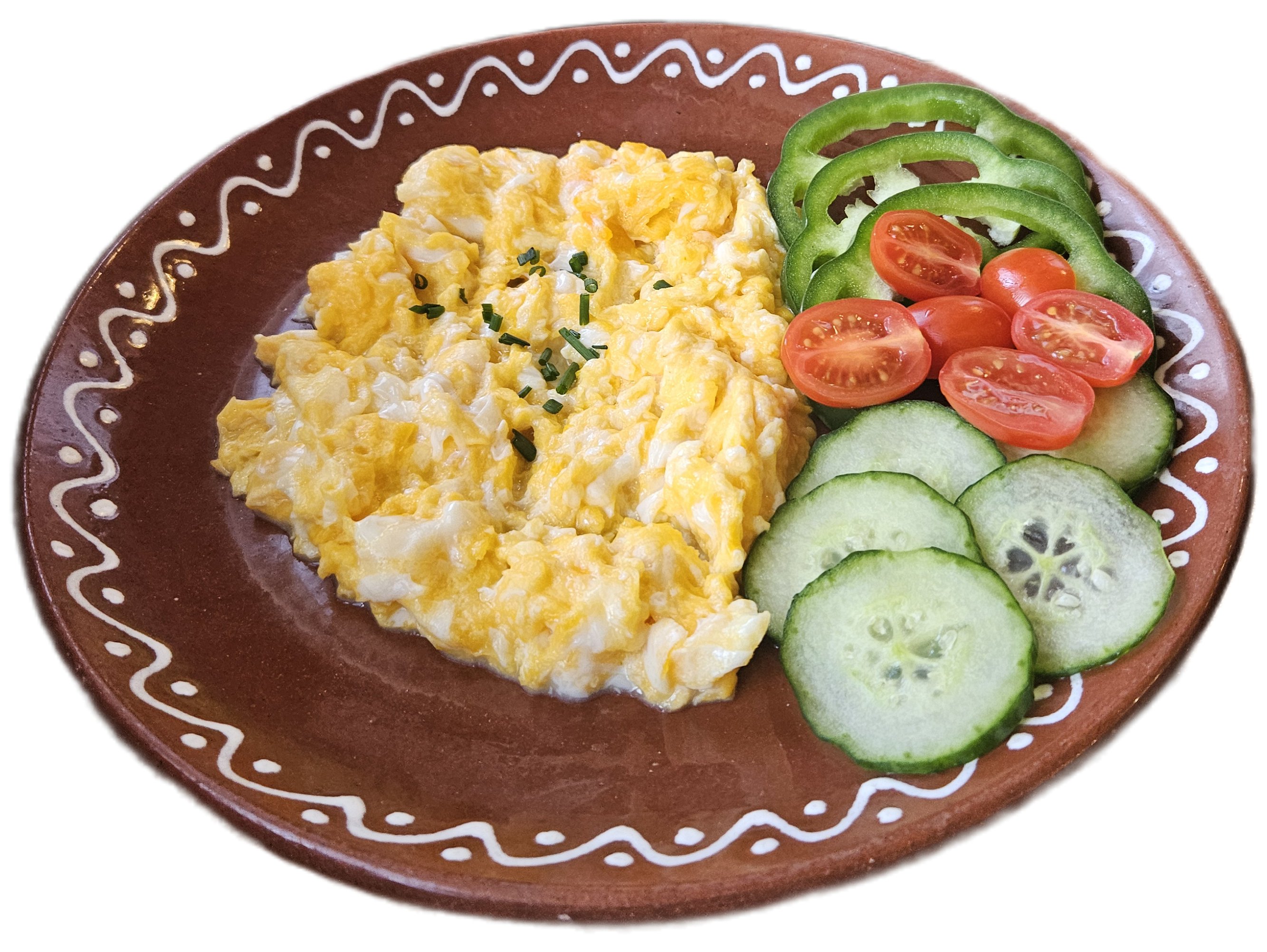 Miešané vajíčka na masle / masle a cibuľke/ masle,cibuľke a slaninke 150g